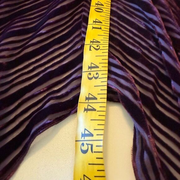 Robert Rodriguez Burgundy Striped Velvet Burnout Asymmetric Hem Maxi Dress Sz 10 - Picture 8 of 13